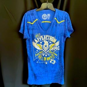 XL Affliction American Customs t shirt in blue